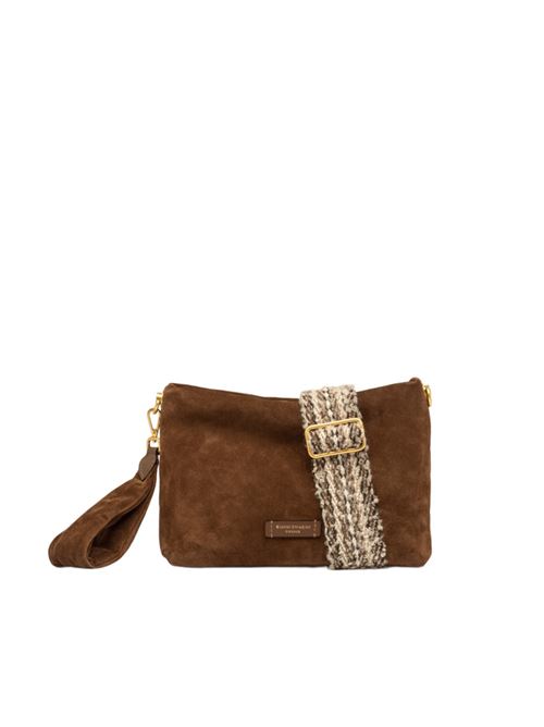 Pochette da donna in pelle scamosciata con tracolla removibile, colore cognac GIANNI CHIARINI | 12045CMNASPM099